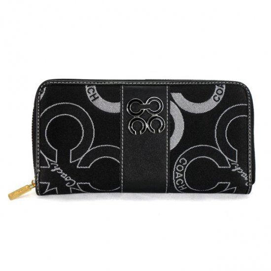 Coach Waverly Flower Charm Large Black Wallets EEL - Click Image to Close